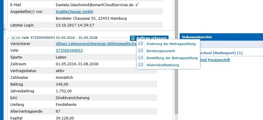 Arbeitgeberportal – Änderung zu einem Einzelvertrag beantragen