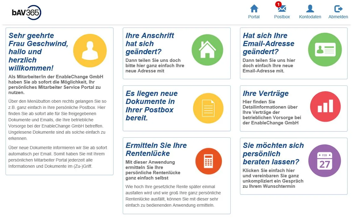 Mitarbeiterportal – Übersicht
